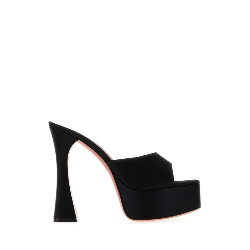 Amina Muaddi Women Black Satin Dalida Mules